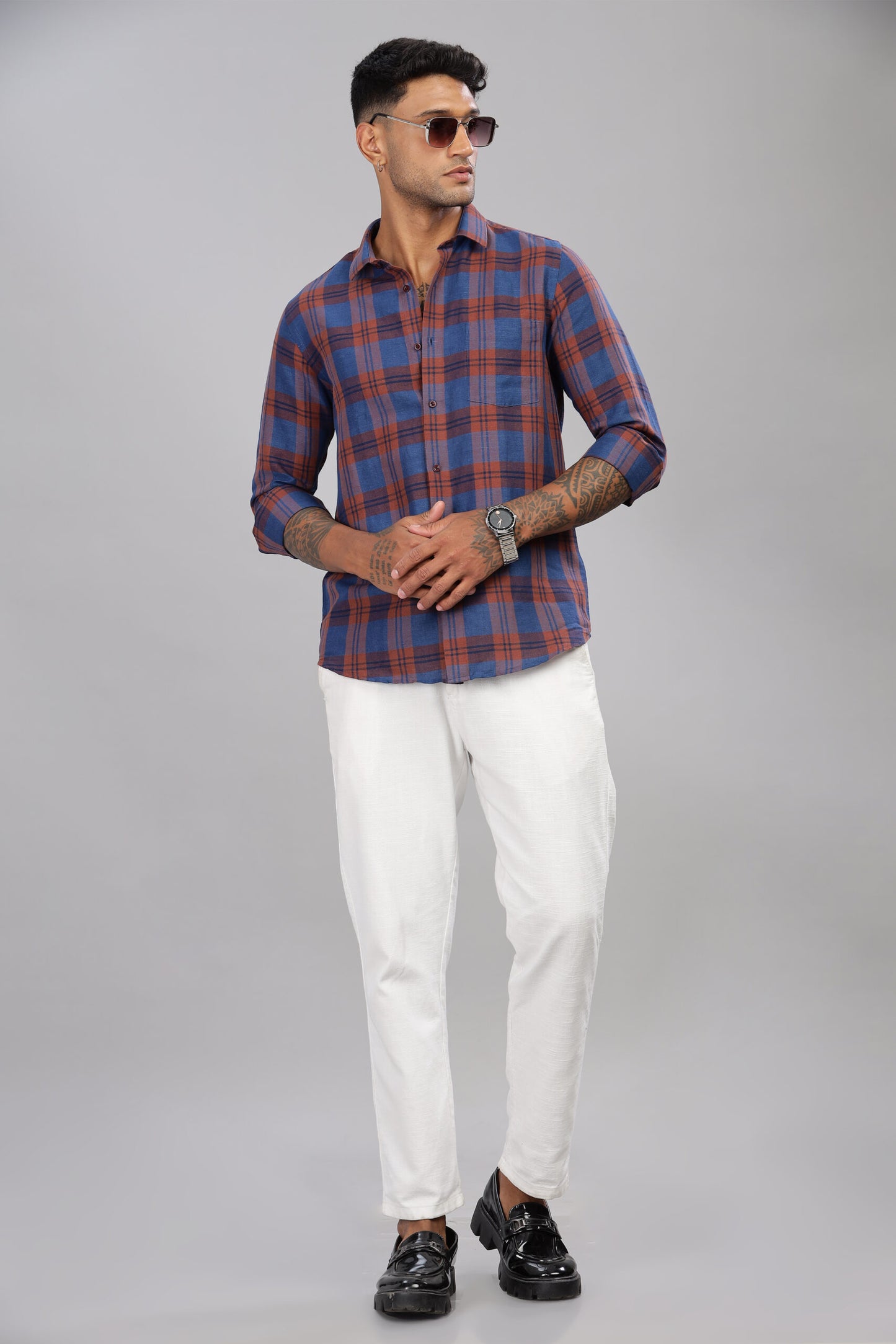 Premium Cotton Linen Check Shirt
