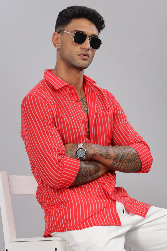 Red Old Money Striped Shirt