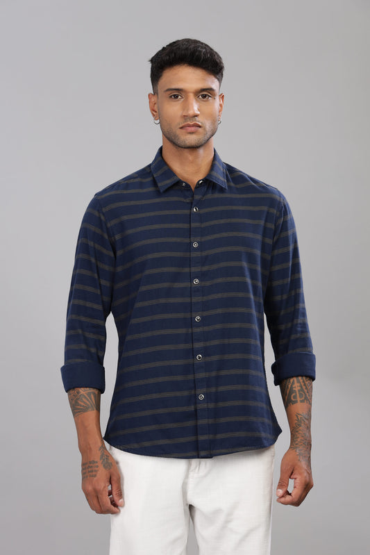 Cotton Reversible Striped Shirt