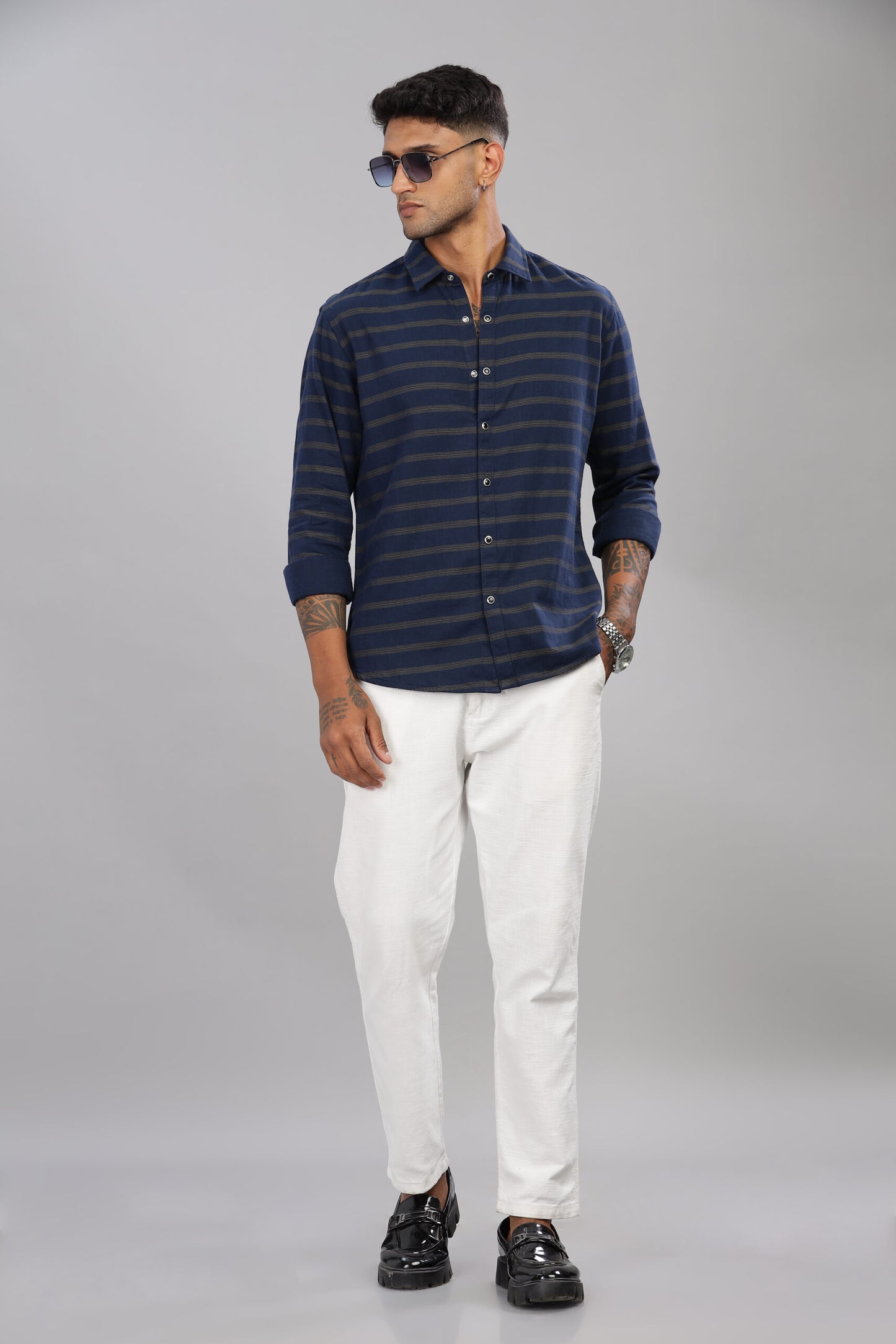 Cotton Reversible Striped Shirt