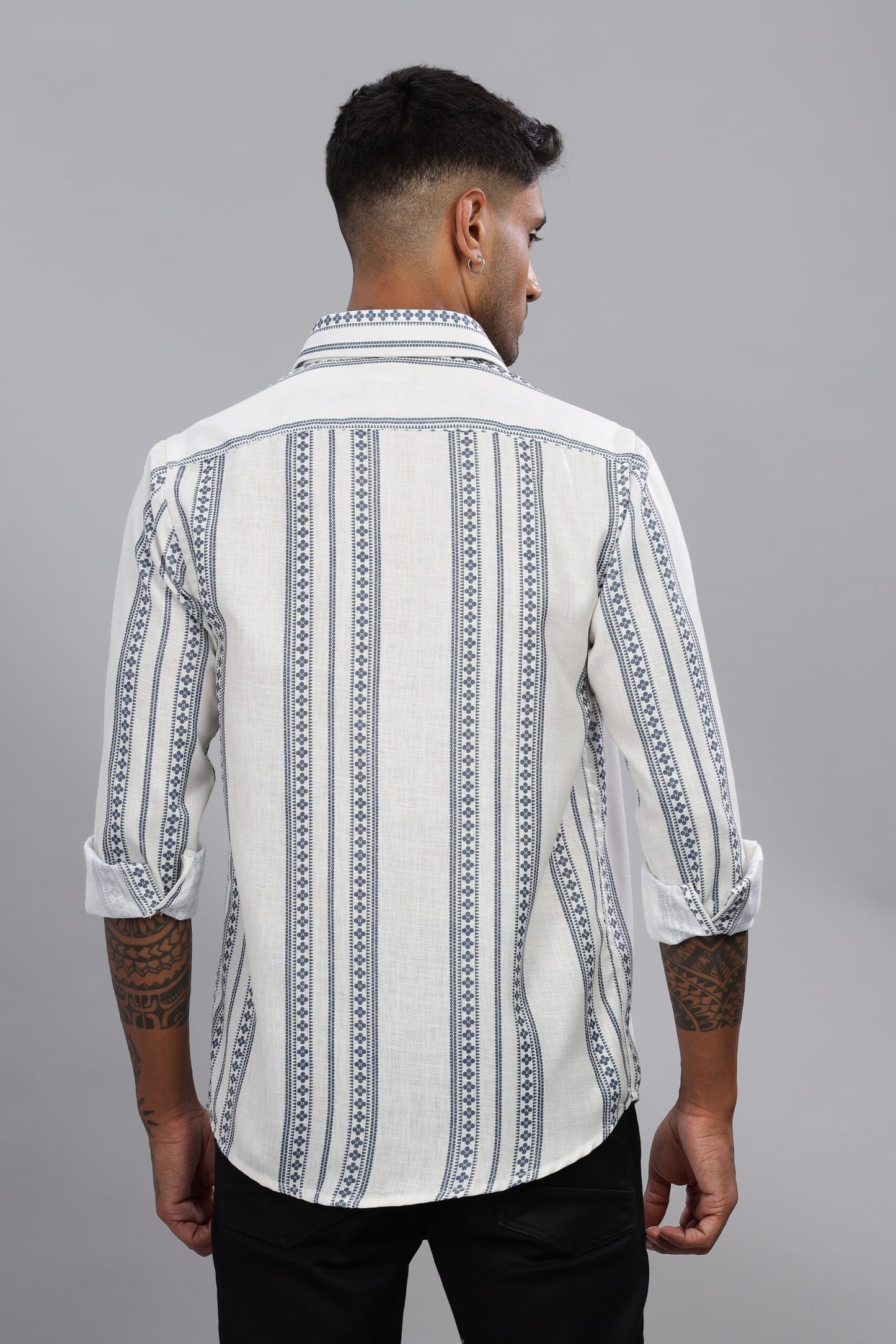 Poly Linen Print Shirt