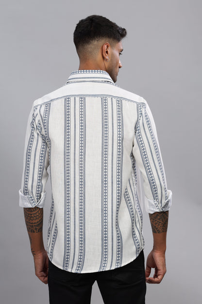 Poly Linen Print Shirt