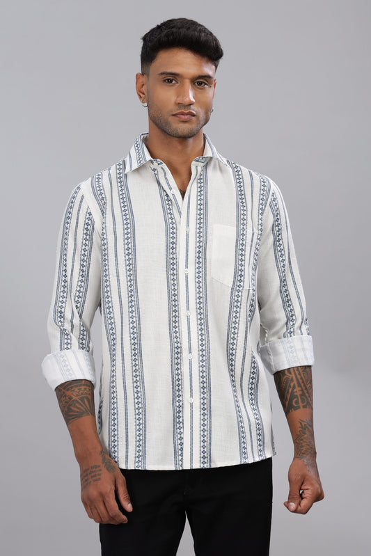 Poly Linen Print Shirt