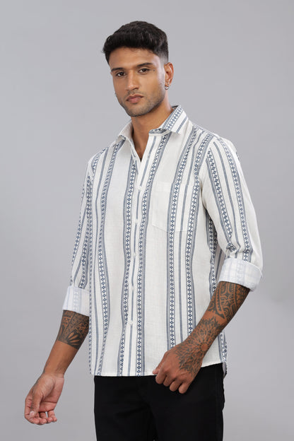 Poly Linen Print Shirt