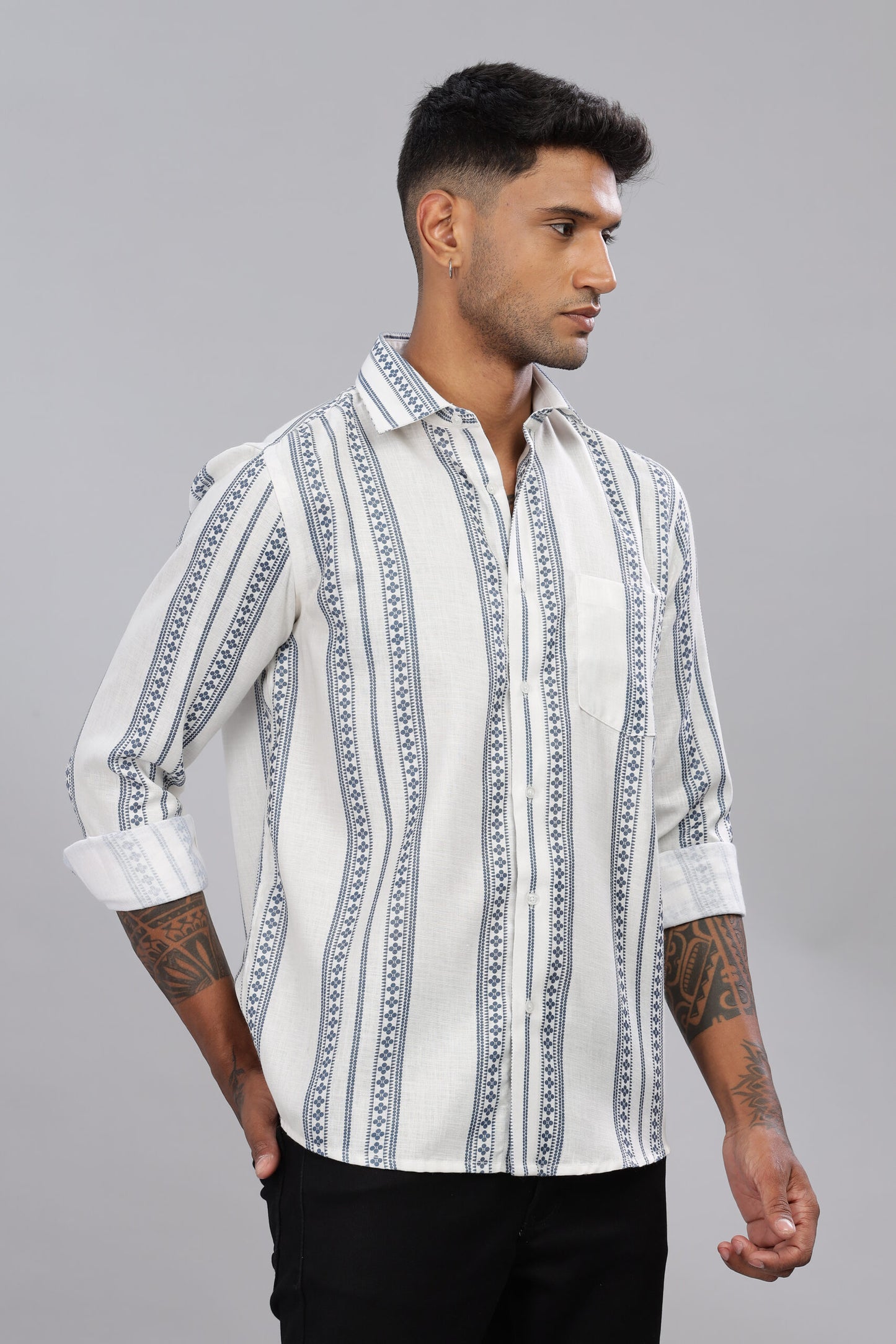 Poly Linen Print Shirt