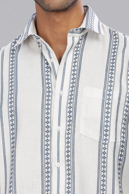 Poly Linen Print Shirt