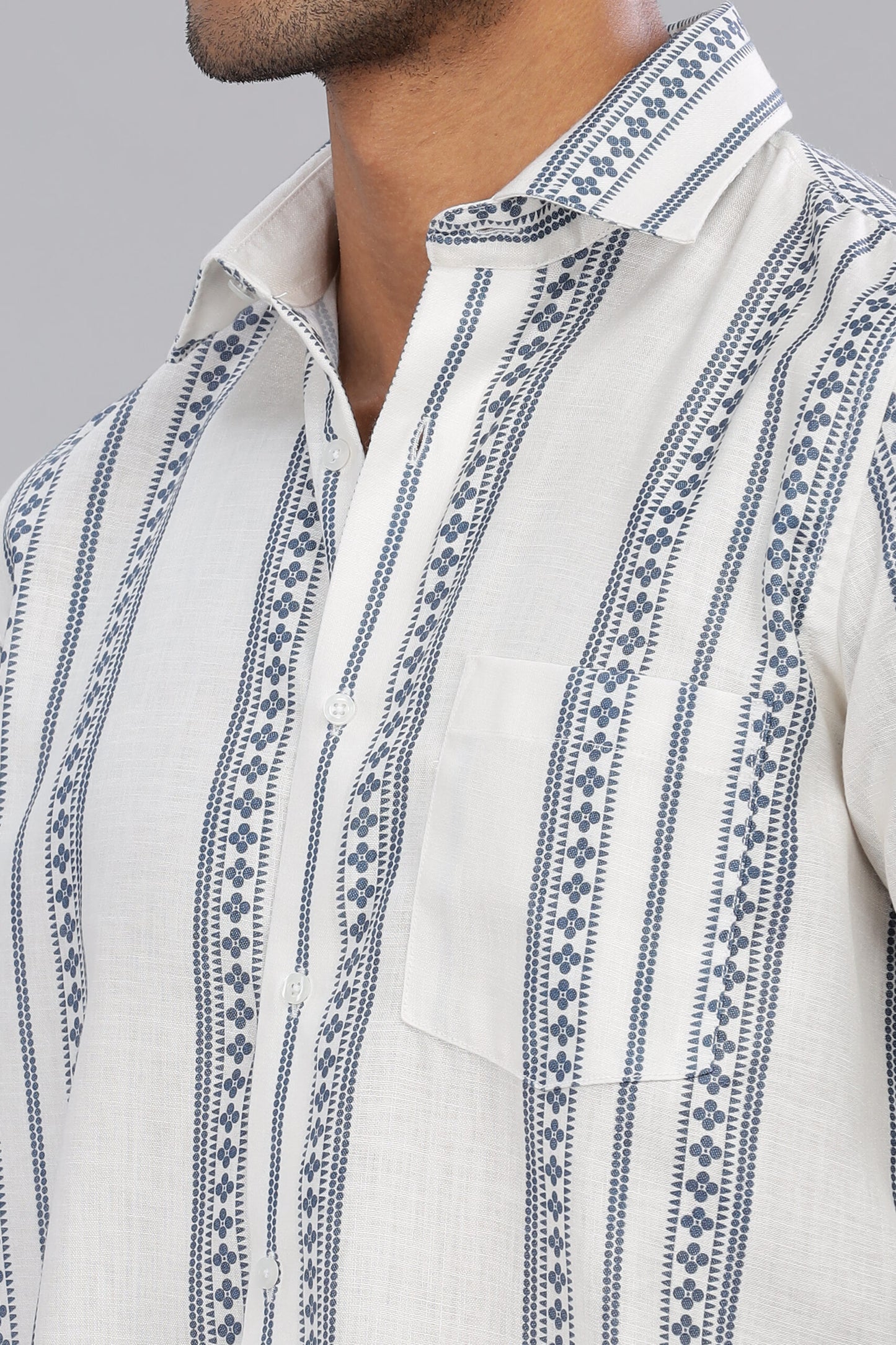 Poly Linen Print Shirt