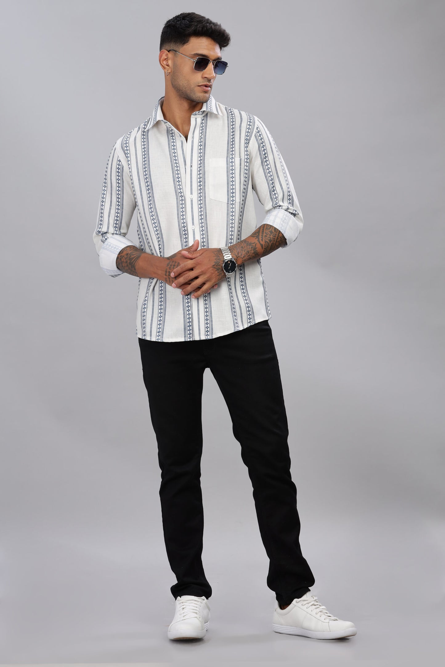 Poly Linen Print Shirt