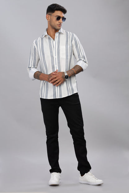 Poly Linen Print Shirt