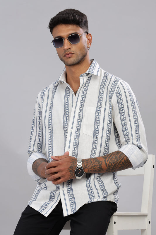 Poly Linen Print Shirt