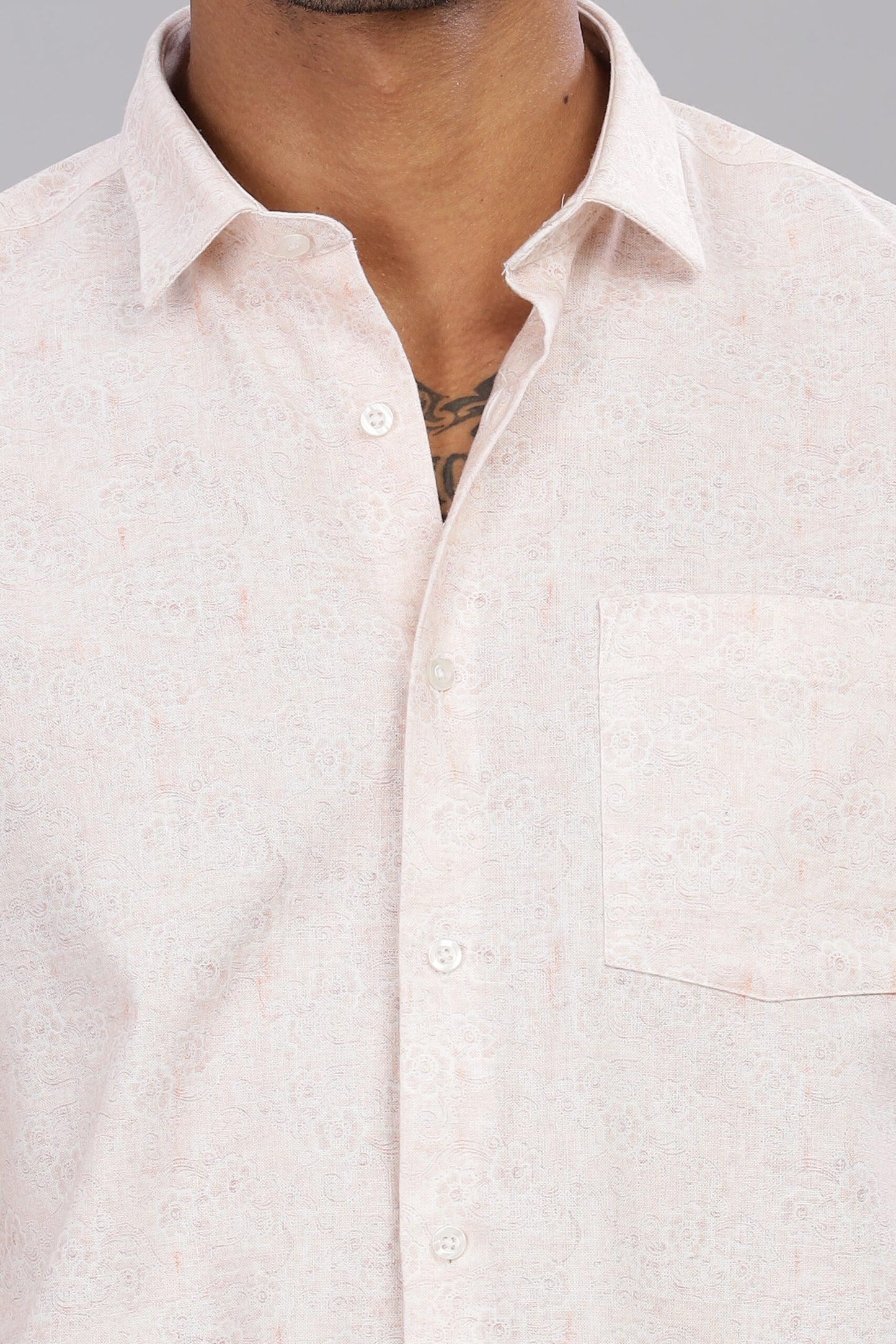 Cotton Linen Floral Print Shirt