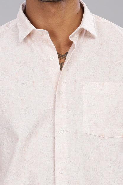Cotton Linen Floral Print Shirt