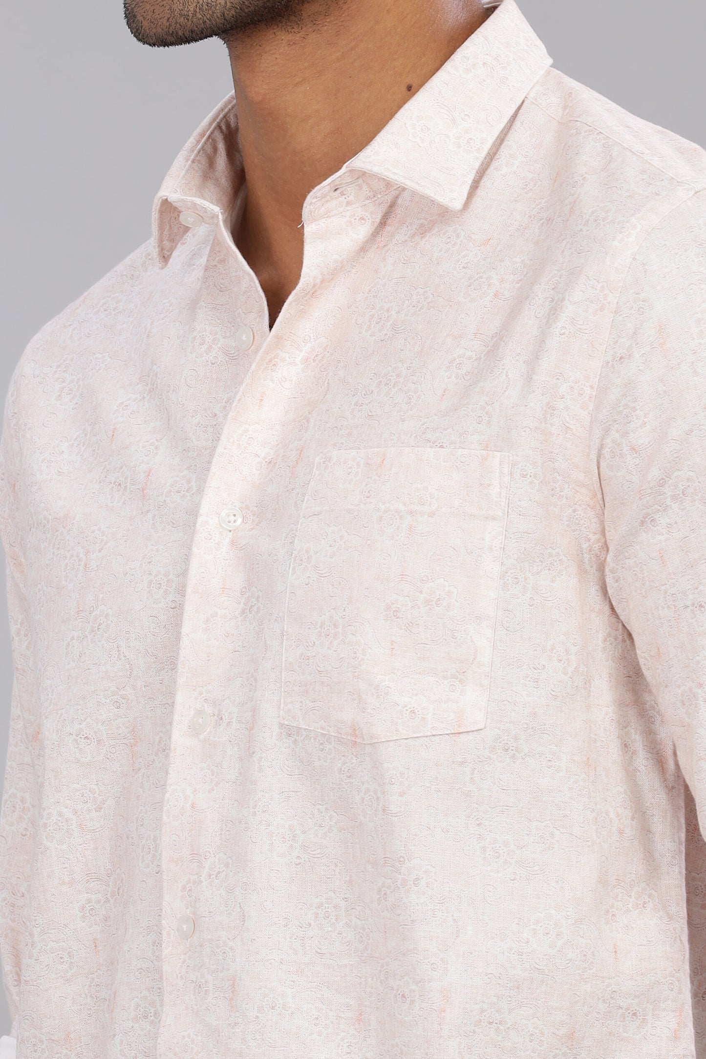 Cotton Linen Floral Print Shirt