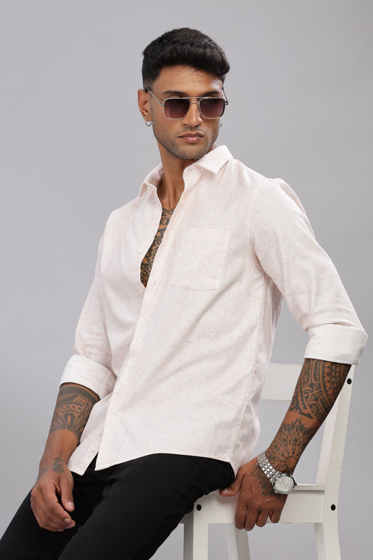 Cotton Linen Floral Print Shirt