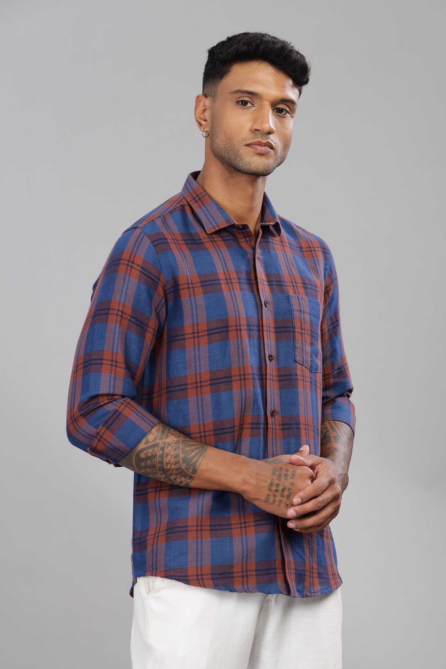 Premium Cotton Linen Check Shirt