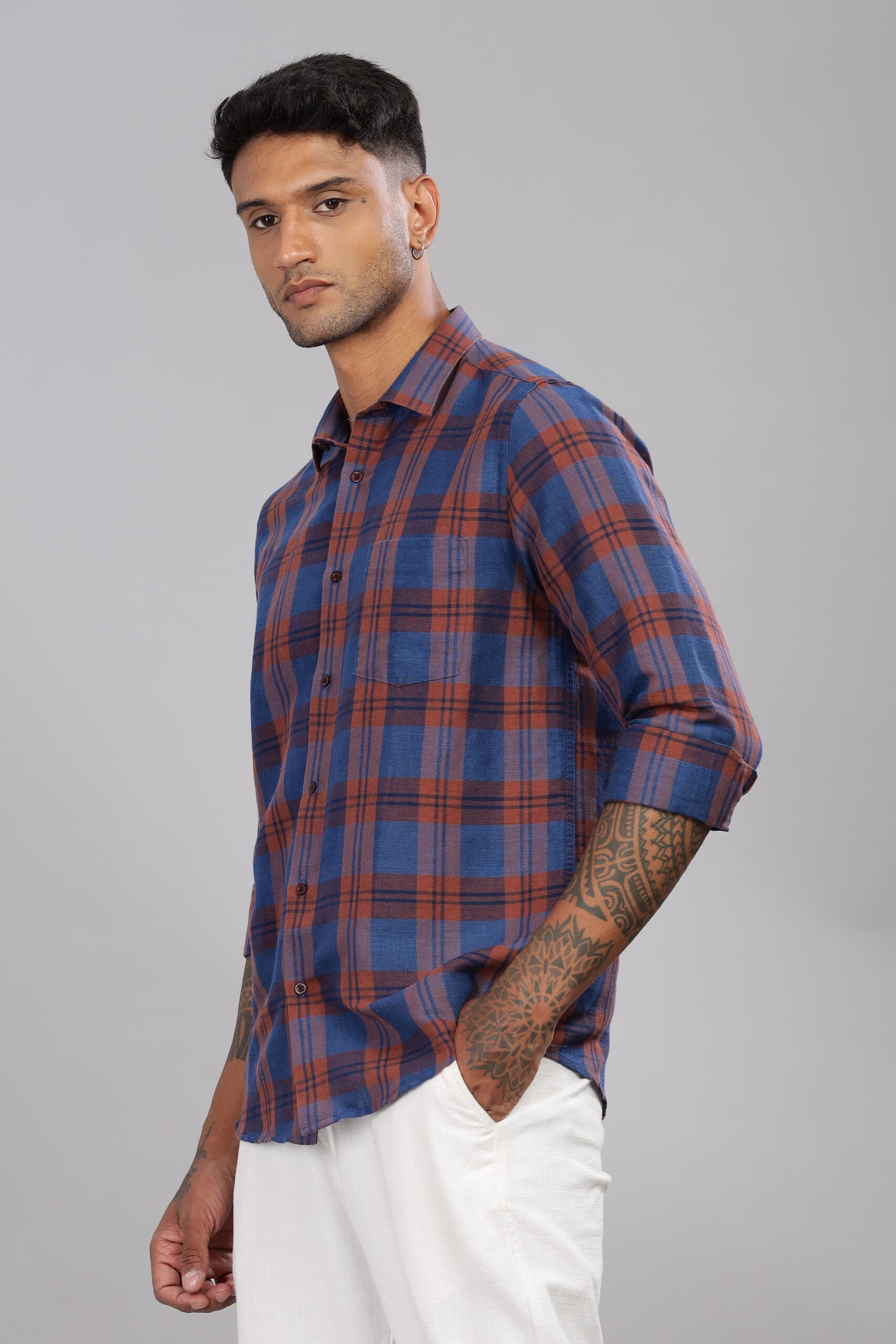 Premium Cotton Linen Check Shirt
