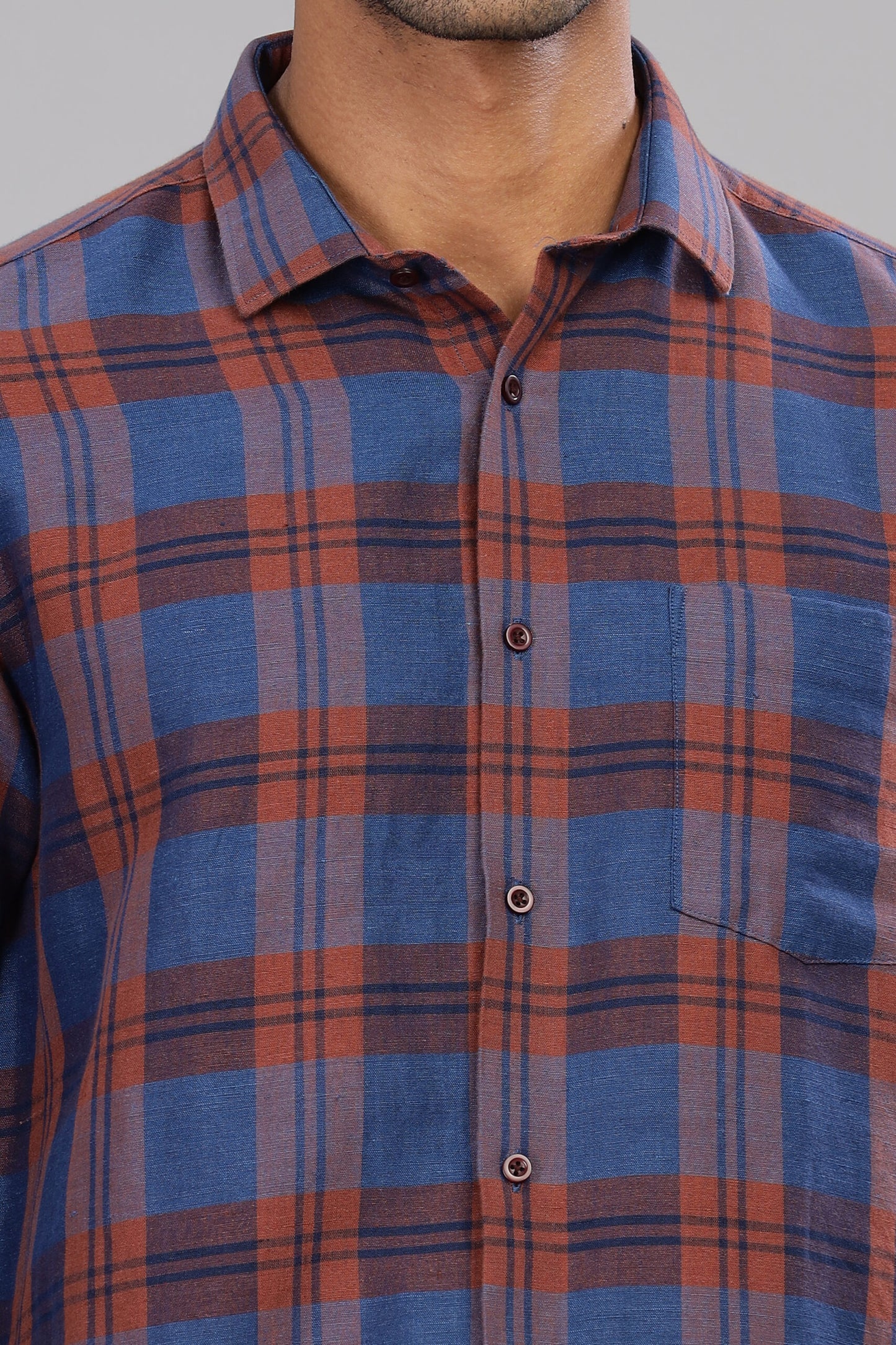 Premium Cotton Linen Check Shirt