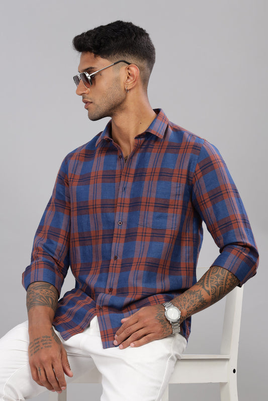 Premium Cotton Linen Check Shirt
