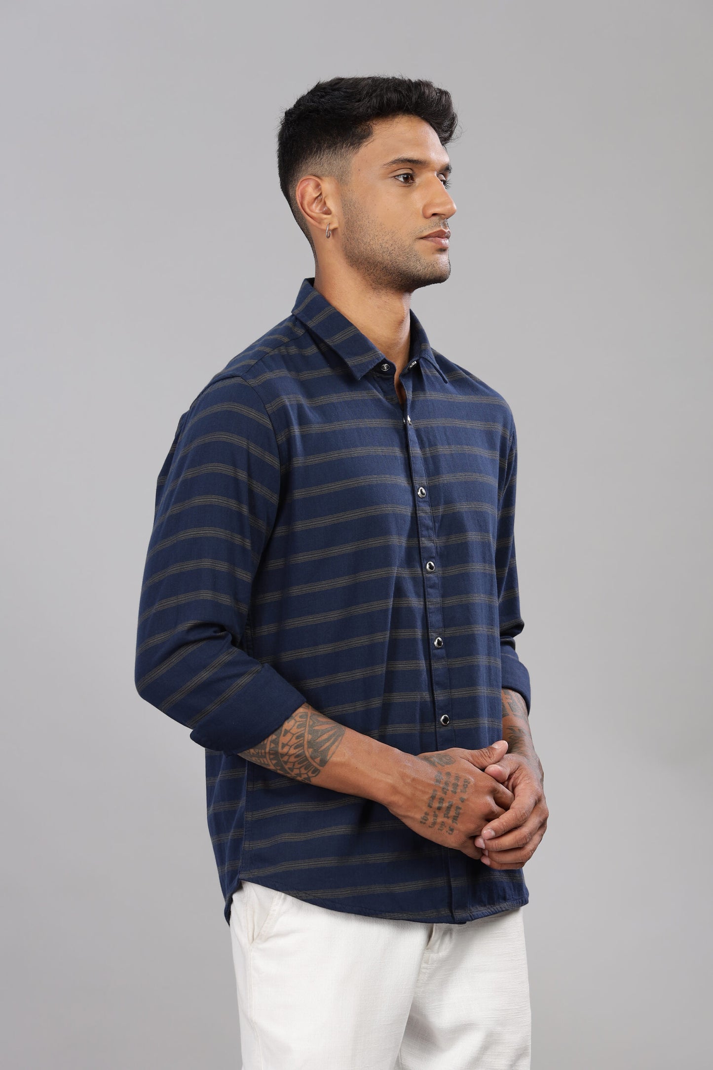 Cotton Reversible Striped Shirt