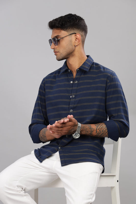 Cotton Reversible Striped Shirt
