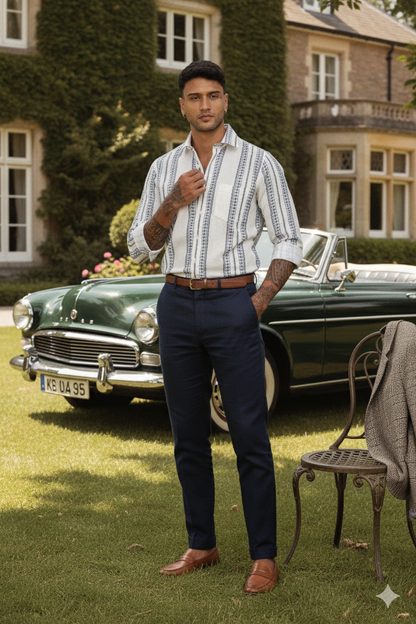 Floral linen Old Money Shirt