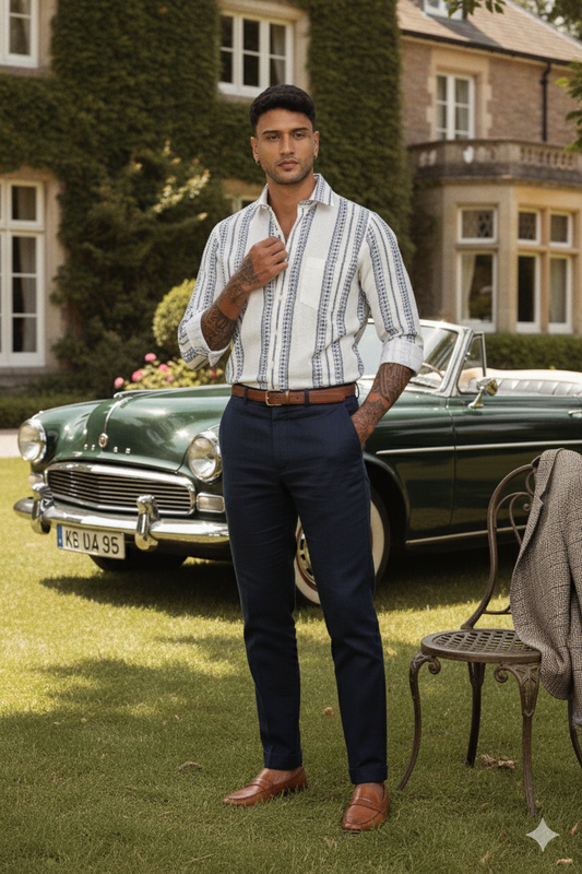 Floral linen Old Money Shirt