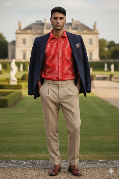 Red Old Money Striped Shirt