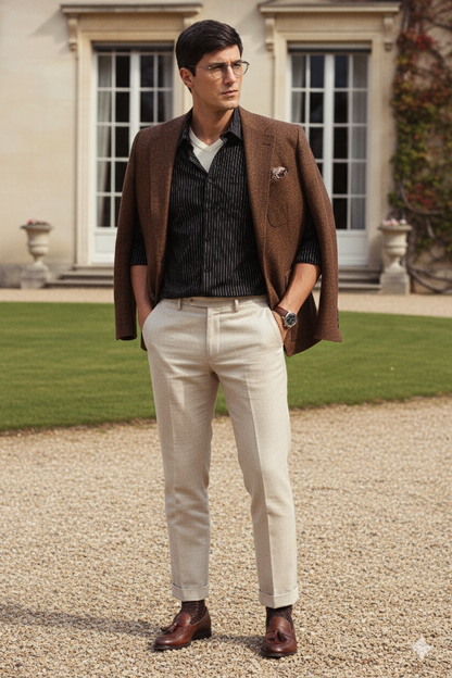 Black & white Old Money Striped Shirt